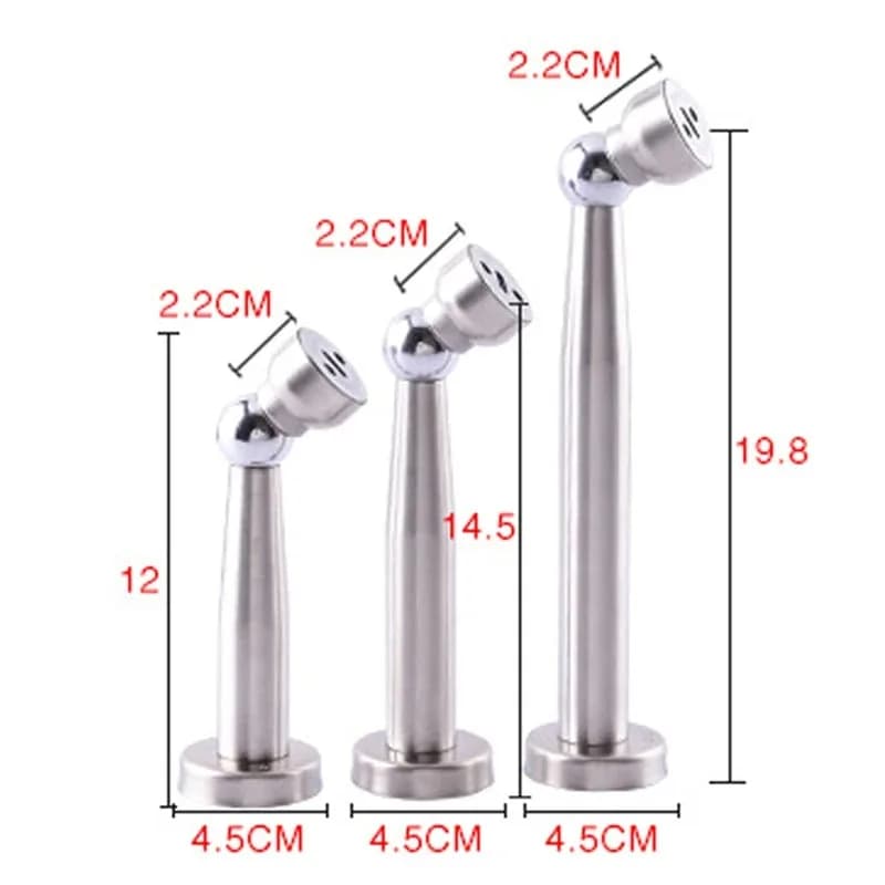 Butée de porte magnétique argentée allongée en acier inoxydable, support de loquet, raccord de sol avec vis pour chambre à coucher, maison familiale, Etc.