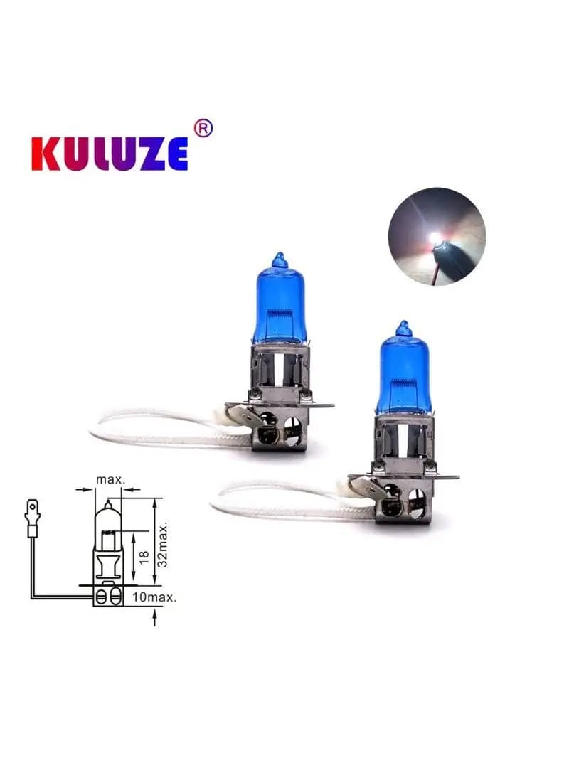 2 Ampoules de Phare Halogène H3 12V 55W Super Blanches 5800K, Feux Antibrouillard de Voiture, Lampe Auto 100W Pk22s, Ampoules de Phare de Voiture