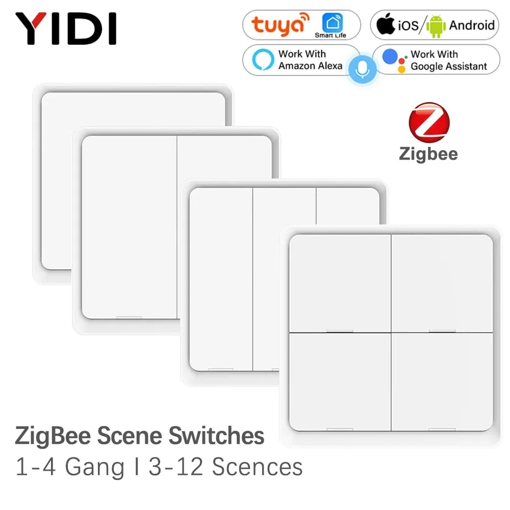 ZigBee – interrupteur sans fil Tuya, 4 boutons, 12 scènes, contrôleur à piles, pour automatiser, fonctionne avec Alexa et Google Home