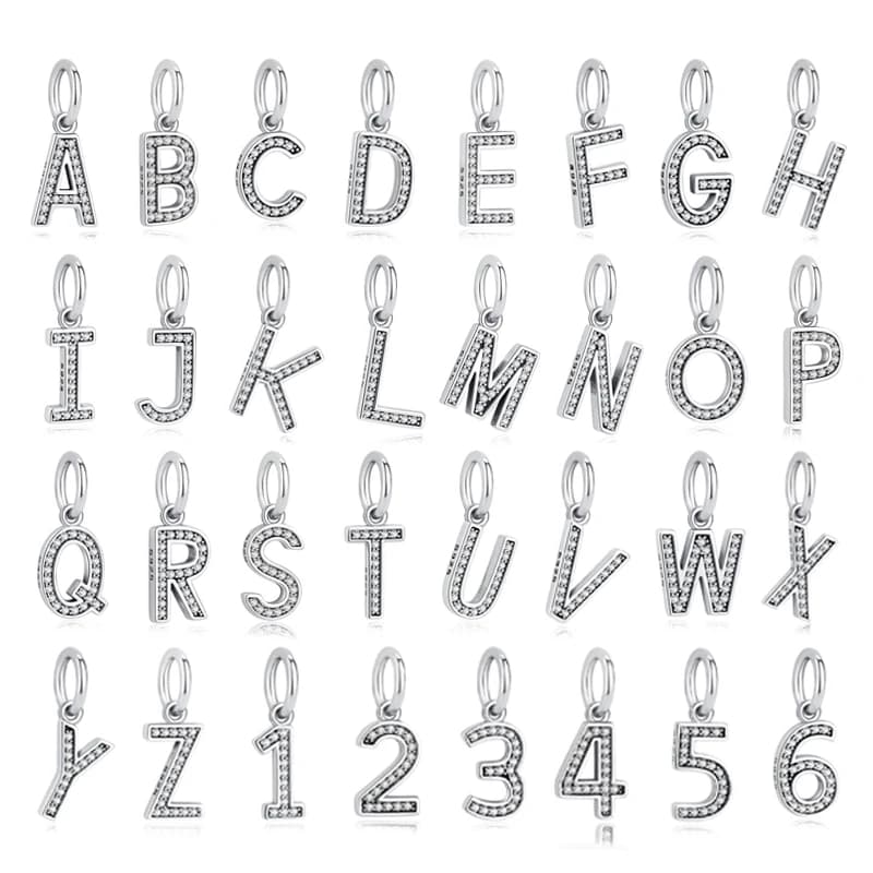 Breloques originales en argent Sterling 925 pour femmes, lettres A-Z 0-9 chiffres, pendentif, perles adaptées aux Bracelets de marque, colliers, bijoux