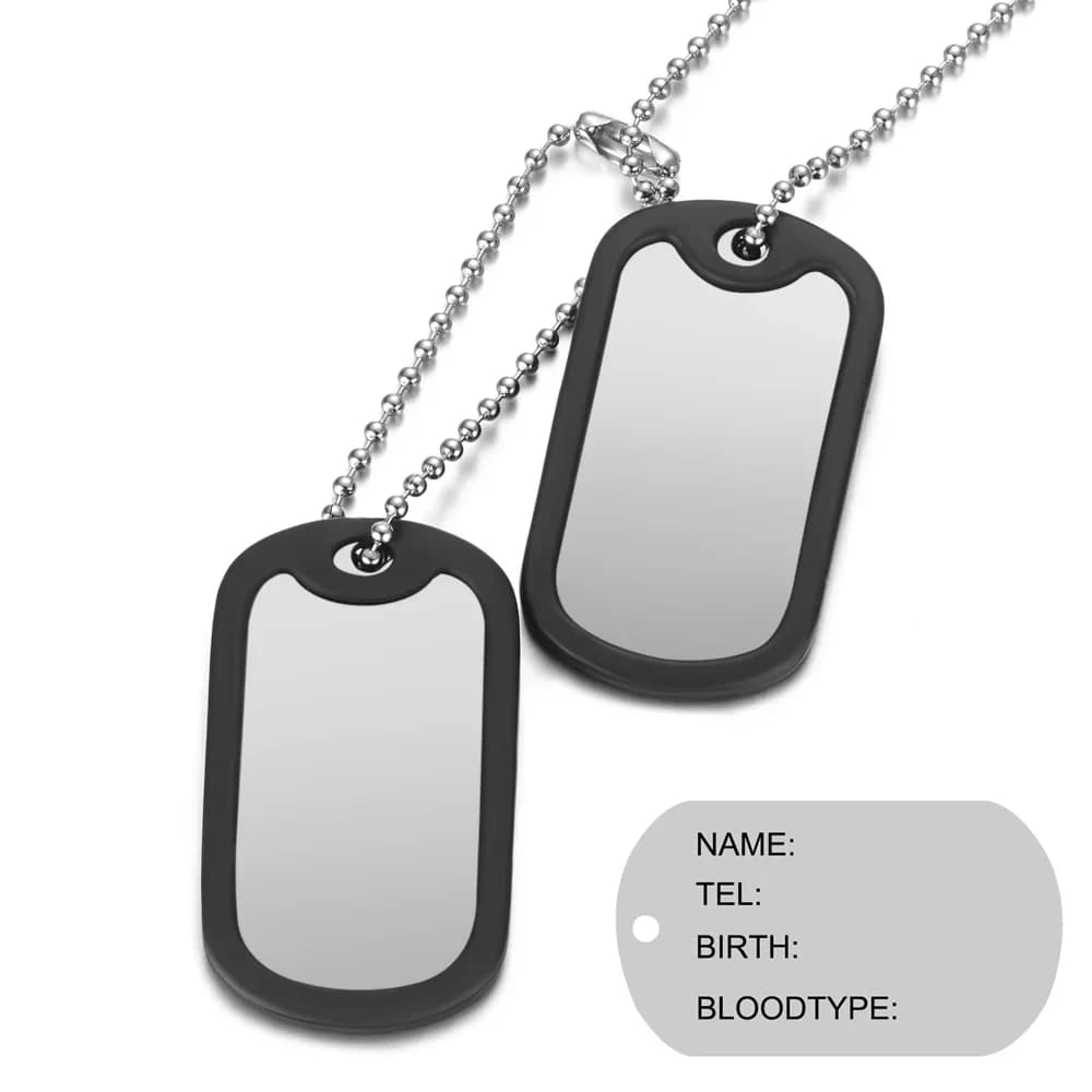 Étiquette personnalisée de l'armée de chien en acier inoxydable, nom gravé personnalisé, pendentifs Photo d'identification, collier longue chaîne, bijoux de Style militaire