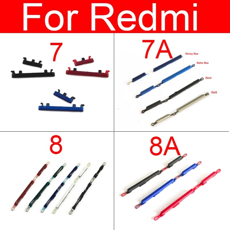 Bouton latéral de Volume d'alimentation marche/arrêt pour Xiaomi Redmi 7 8 7A 8A, bouton d'alimentation et contrôle du Volume, pièces de rechange pour clé latérale