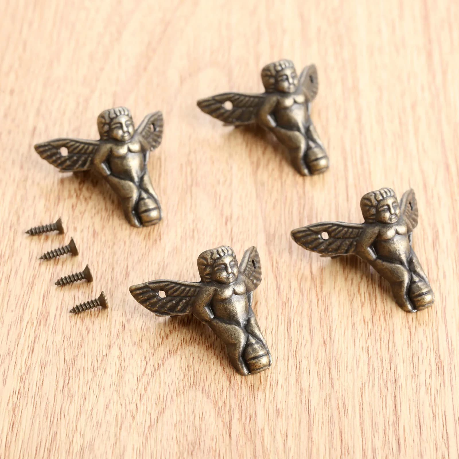Lot de 4 pieds décoratifs en bois pour coffret à bijoux, boîte cadeau, 30*27mm, protecteurs d'angle, supports avec vis