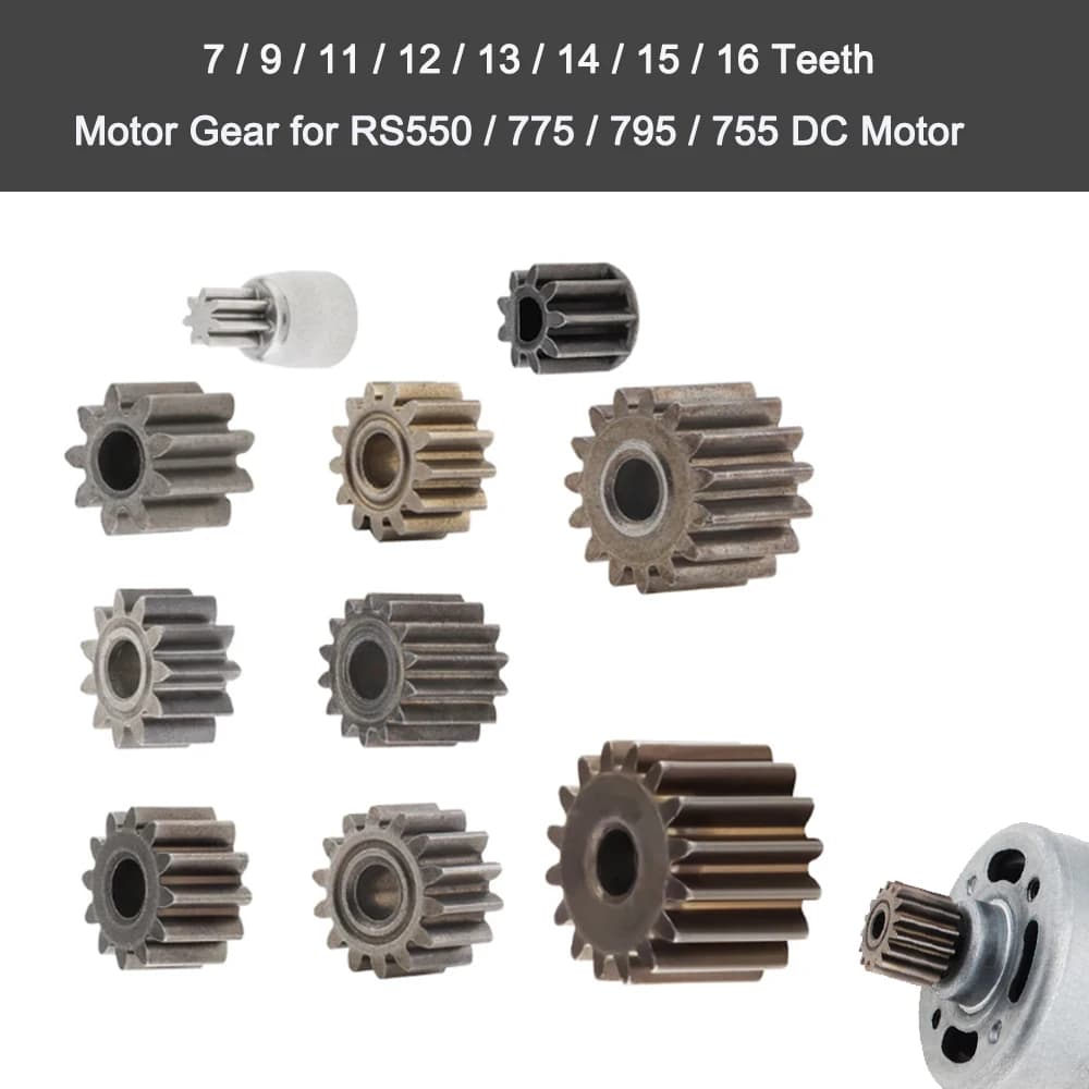 Engrenage métallique à 7/ 9/11/12/13/14/15/16 dents, 1 pièce, pour moteur RS550/775/795/755 DC pour ventilateur, outil domestique, jouet