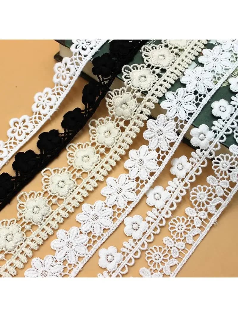 Dentelle Brodée Blanche en Coton, 5 Yds, Couture Festonnée, Garnitures Dégradées