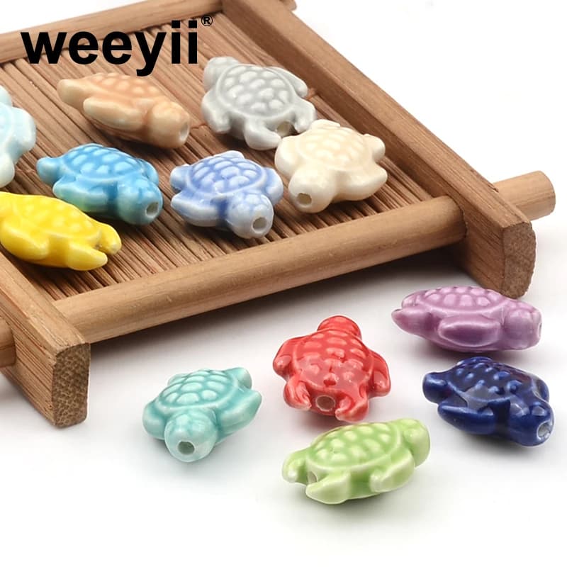 10 pièces 15x18mm perles de tortue de mer trou droit perles en céramique pour la fabrication de bijoux Bracelets à bricoler soi-même accessoires de collier