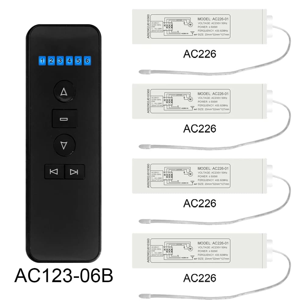Récepteur Mini A-OK AC226, télécommande universelle, interrupteur RF sans fil, accessoires pour moteurs de rideaux et stores électriques