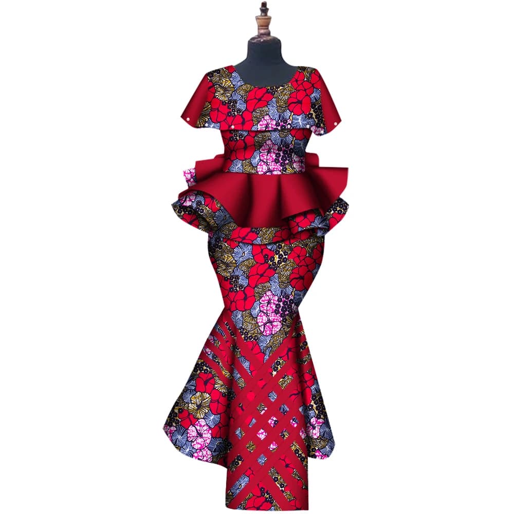 BintaRealavern-Robes africaines personnalisées pour femmes, haut à col en V, jupe sirène, indépendant, grande taille, 6XL, WY8300, nouveau