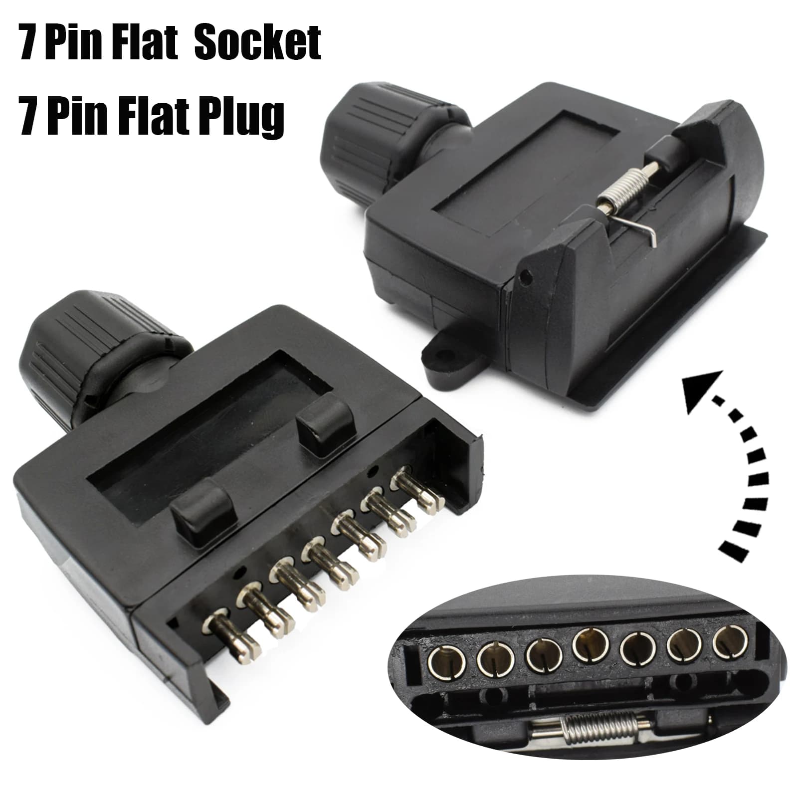 Ensemble de prises mâles et femelles pour remorque plate, pièces de caravane, 7 broches, adaptateur de camion en plastique à 7 voies, connecteur électrique 12V