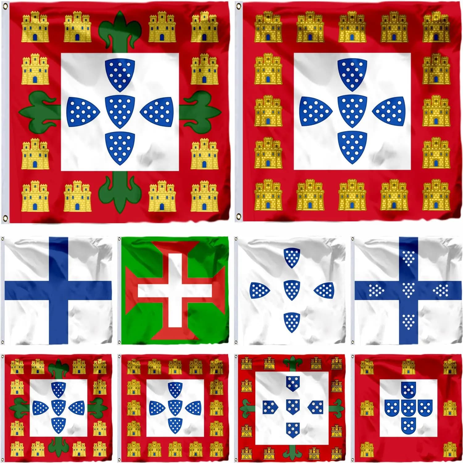 Portugal Manuel I drapeau alternatif portugais 4x4FT 120x120cm Polyester Double couture haute qualité OCC bannière verte 21X21CM