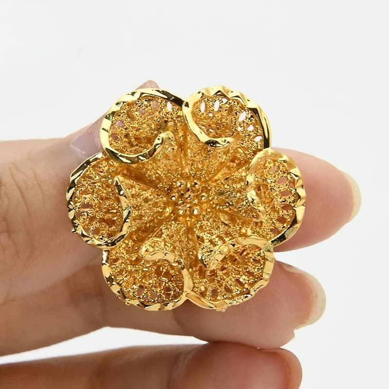 ANIID-Bague en or de Dubaï pour femme brésilienne, document en or 24 carats, mariée arabe, éthiopienne, gros bijoux nigwin, marocaine, rebrodée