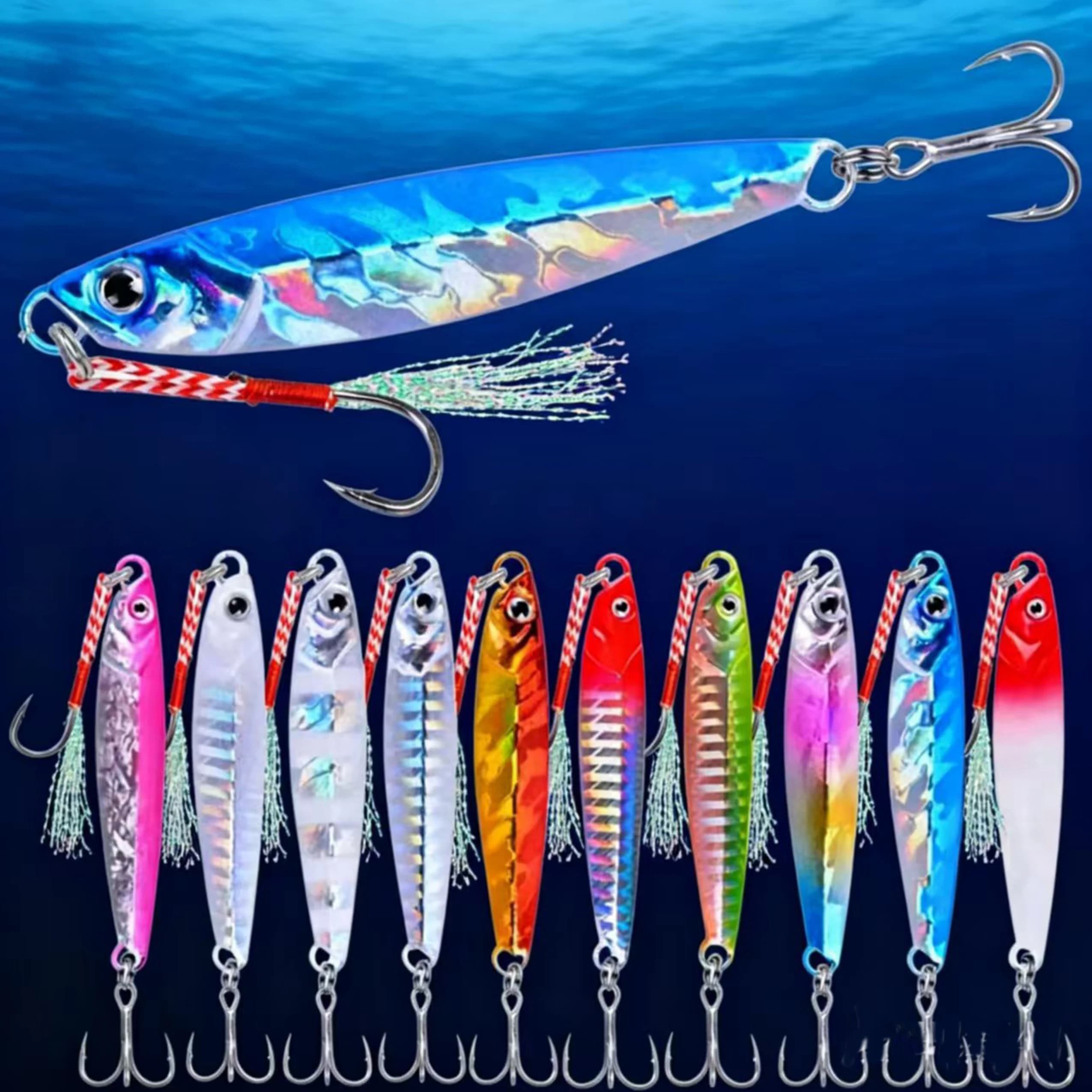 10 pièces gabarit en métal 7g 10g 14g 17g 21g 28g 40g mer rivage coulée gabarits leurres gabarits cuillère eau salée leurre de pêche ensemble appât artificiel