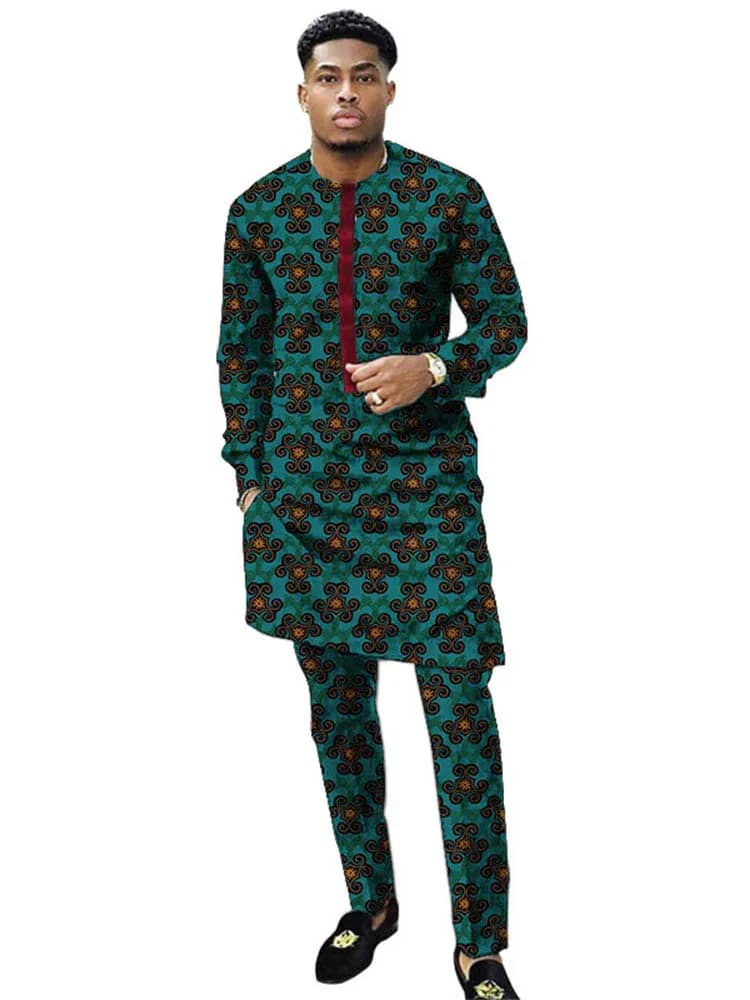 Ensemble de vêtements pour hommes, imprimé nigérian, chemises Dashiki avec pantalon, costumes pour hommes, Style traditionnel, motif africain, vêtements de mariage