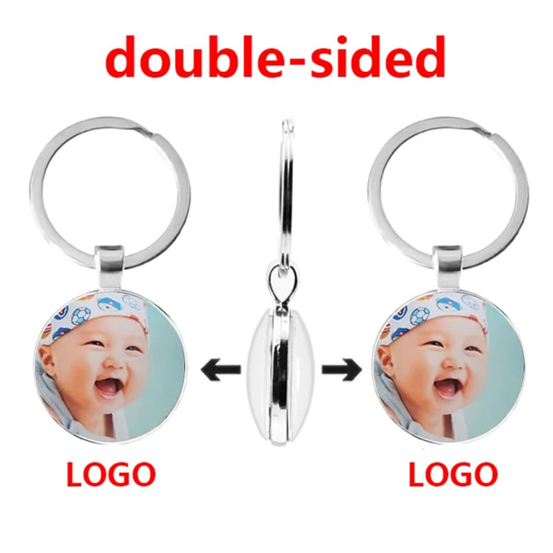 Pendentif personnalisé double face, porte-clés personnalisé pour bébé, Photo maman papa grands-parents, les parents aiment un cadeau pour membre de la famille