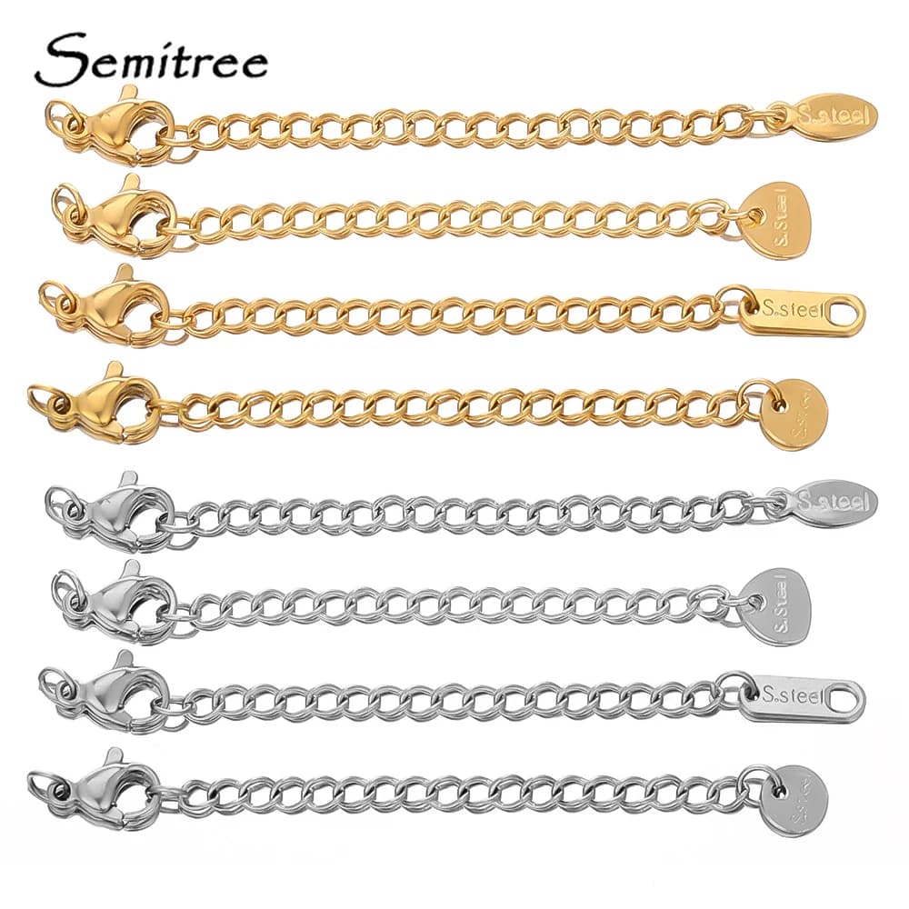 Extension en acier inoxydable, chaînes de queue étendues, fermoirs à homard, connecteurs, résultats de fabrication de bijoux, colliers de bracelets, 10 pièces