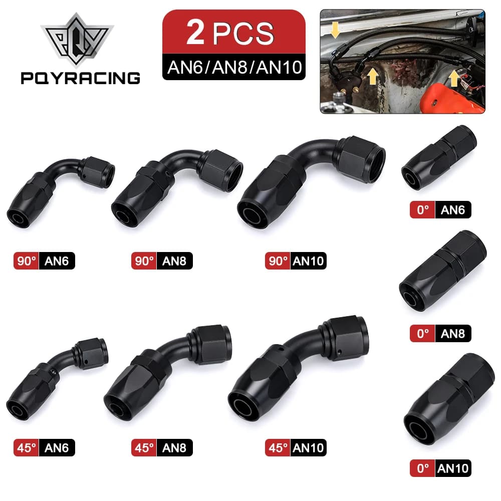 AN6 AN8 AN10 droit 45 90 180 degrés huile carburant pivotant tuyau fin raccord huile tuyau fin adaptateur Kit noir