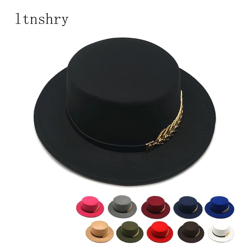 Chapeau Fedora Vintage en Laine pour Homme et Femme, Ruban à Large Bord, Élégant, Haut pio, Jazz, Automne Hiver