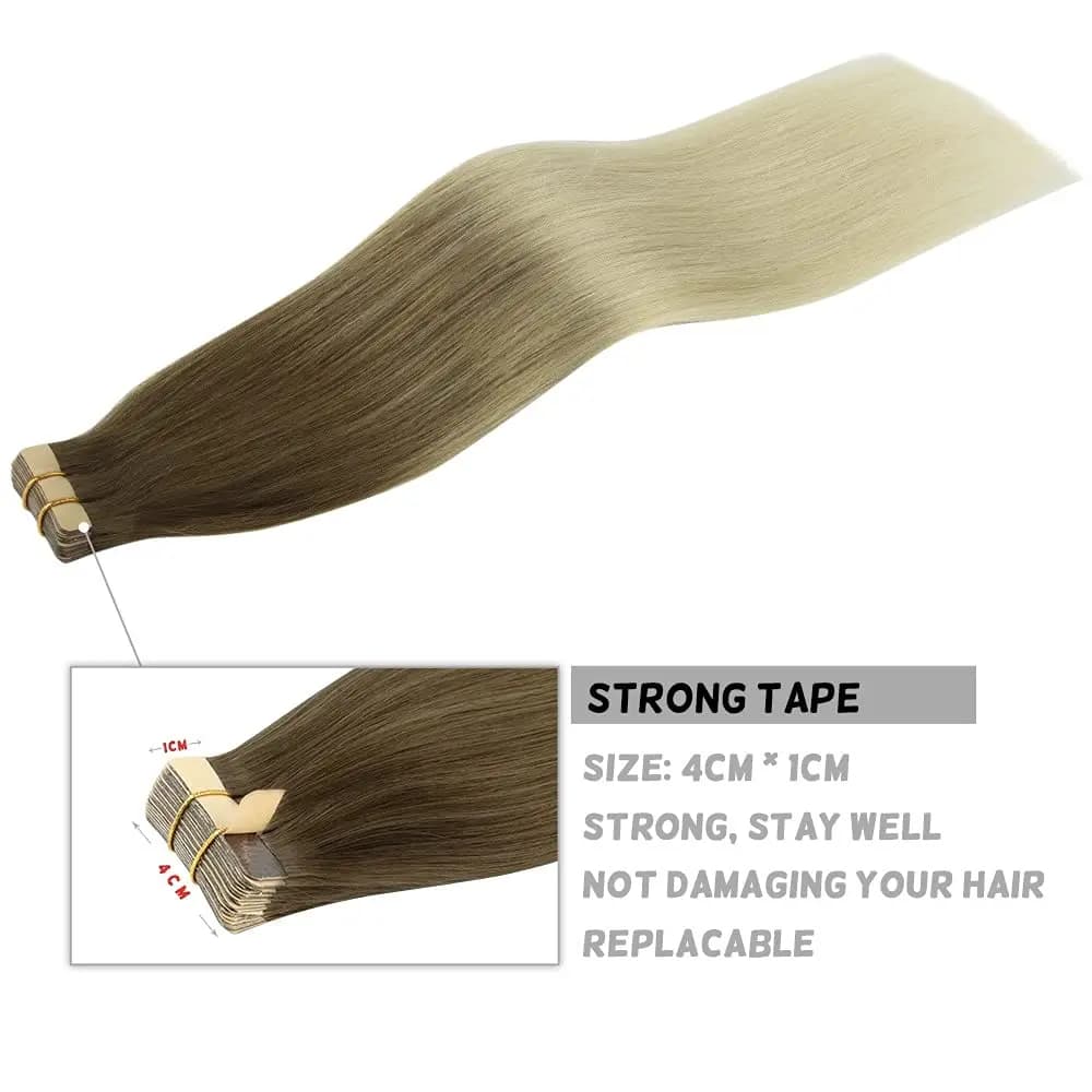 Extensions de cheveux en PU sans couture Sunmofavo, extensions de cheveux humains Remy, extensions de cheveux naturels épais, extensions invisibles droites