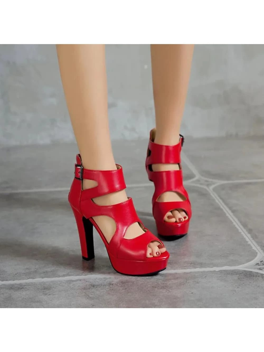 Gladiateur talons hauts sandales femmes Peep Toe dos fermeture éclair fête chaussures de mariage pompes dames plate-forme sandales grande taille 48 49 50 33-6