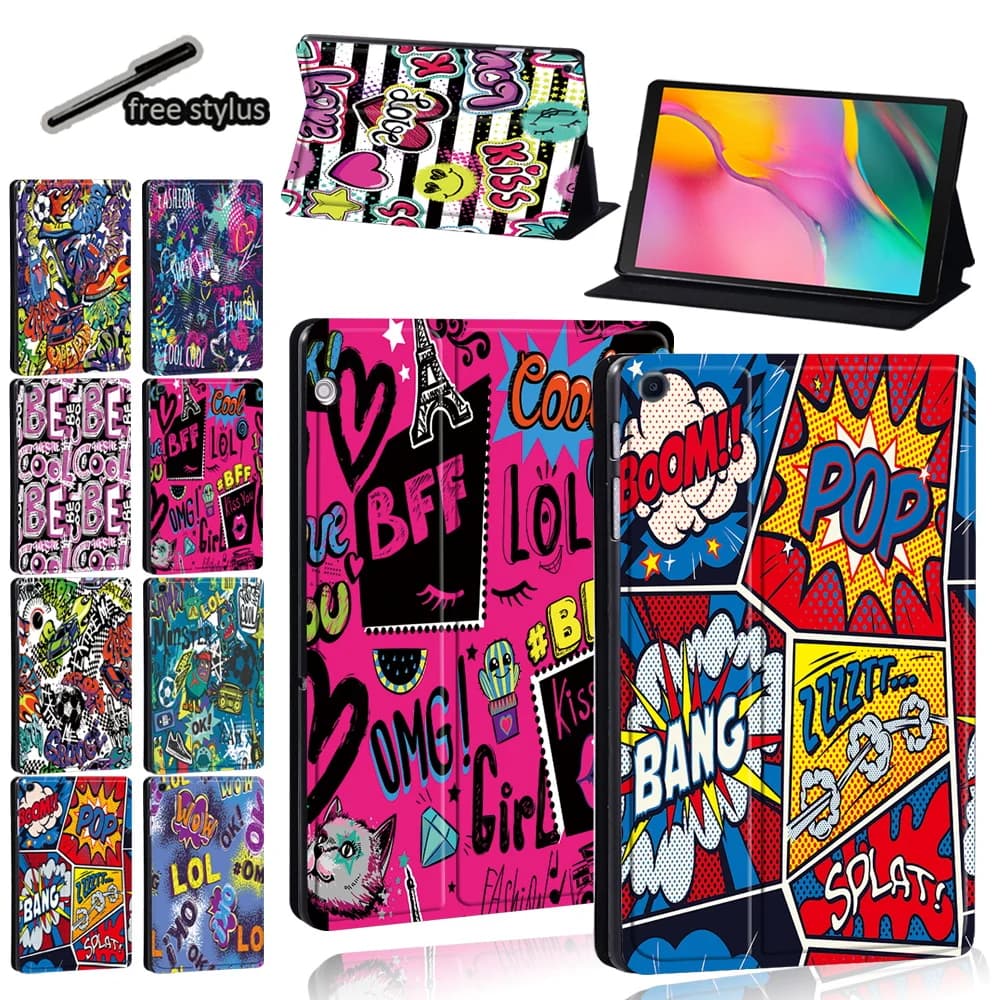Étui graffiti pour tablette avec stylet, housse de protection pour Samsung Galaxy Tab Dock Lite, Tab A7, Tab A Horizon, Tab A 9.7, Tab Sinspectés, Tab A 8, s4, 6/7