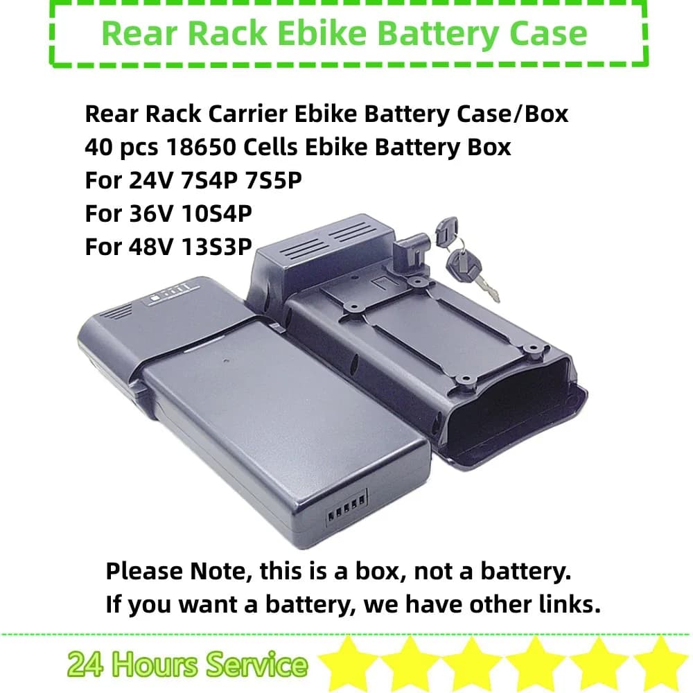 Support arrière de vélo de ville, boîte de batterie de vélo électrique 24V 36V 48V, boîtier de batterie compatible Ansmann, 40 pièces, boîtier de 18650 cellules