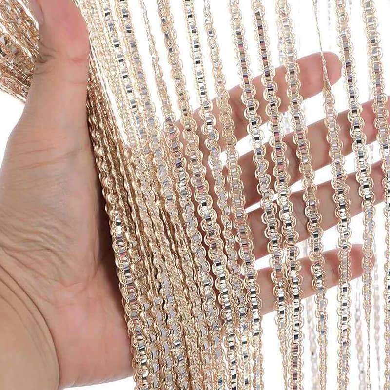 Rideau de chaîne de gland brillant, ligne de flash, porte, fenêtre, chambre, cantonnière de synchronisation, traitement de porte, décoration d'intérieur
