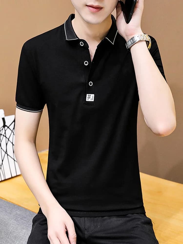 BROWON – t-shirt à manches courtes pour hommes, vêtement d'été surdimensionné, en coton, Slim et décontracté, couleur unie, col rabattu