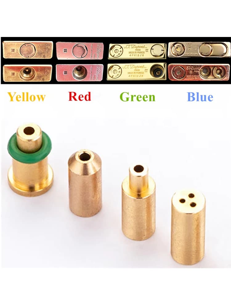 Adaptateur de gaz butane pour briquet Dupont, 5 en 1/ensemble, buse en laiton et cuivre durable, jaune/rouge/vert/bleu, facile à utiliser, réutilisable