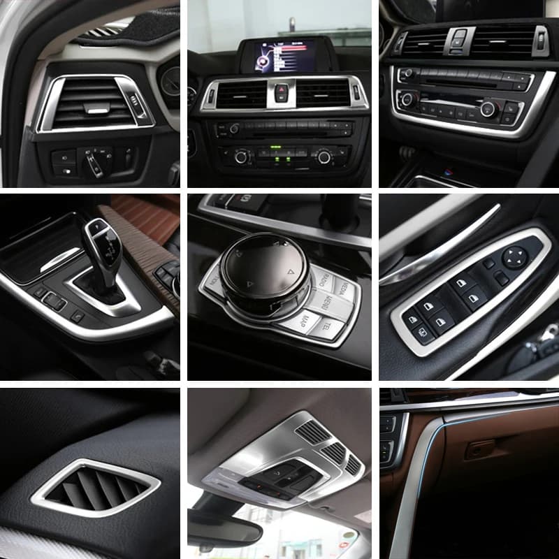 Pour BMW 3 4 série 3GT F30 F32 F34 style de voiture intérieur changement de vitesse AC CD bouton panneau porte accoudoir décoration couverture garniture autocollant