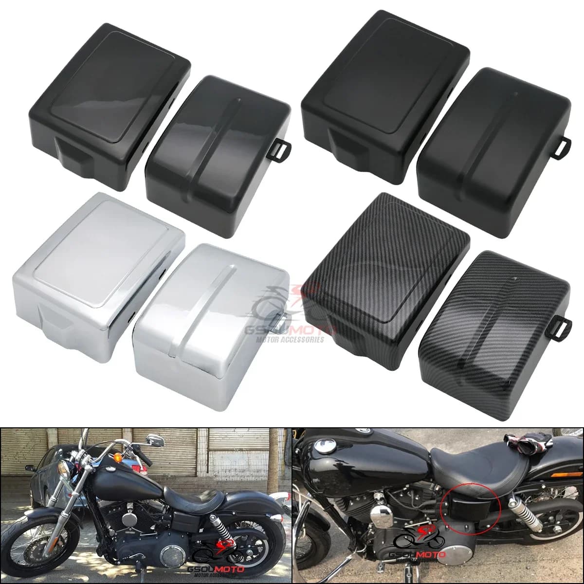 Couvercle de cadre de carénage latéral de batterie de moto noire, capuchon pour Harley ocia Street Fat Bob, Super Fetal de Wide Fetal de Switchback FLD FXD
