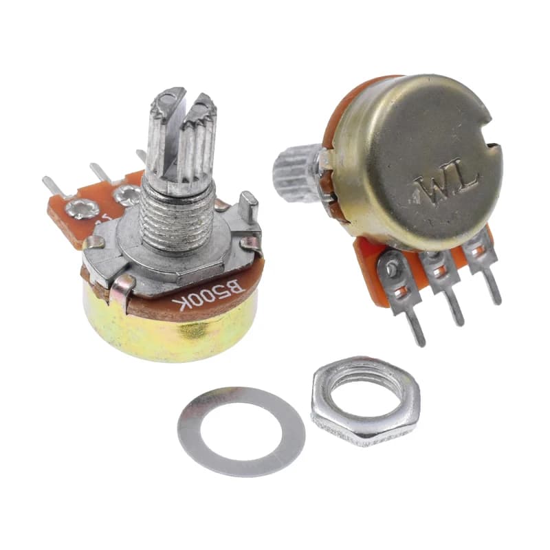 Potentiomètre de réglage de volume à 3 broches B504, WH-148 B500K 500k, longueur d'arbre de 15mm avec écrou et rondelle, 5 pièces/lot