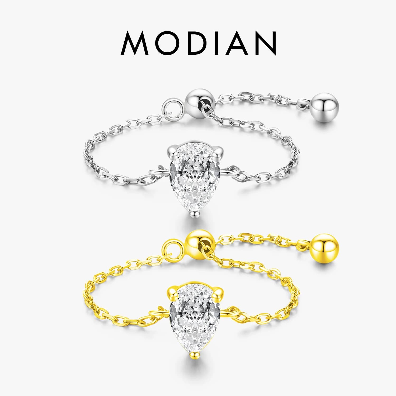 Modian couleur or à la mode 925 en argent Sterling goutte d'eau clair CZ femme charme bagues pour les femmes bijoux de fiançailles de mariage
