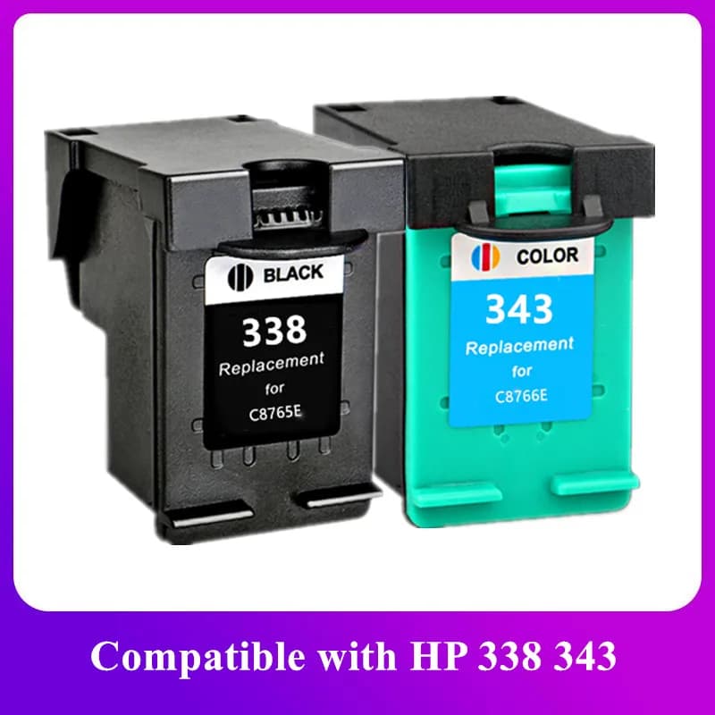 Cartouche d'encre remanufacturée 338 343 XL compatible avec les imprimantes HP338 HP343 HP Deskjet 6540 5740 5745 6520 6540 460C 6620