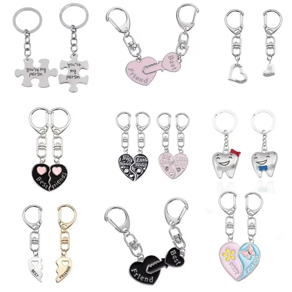 Ensemble de 2 pièces en forme de cœur, meilleur ami, Couple, Anime, pendentif, bijoux d'amitié, accessoires mignons pour femmes