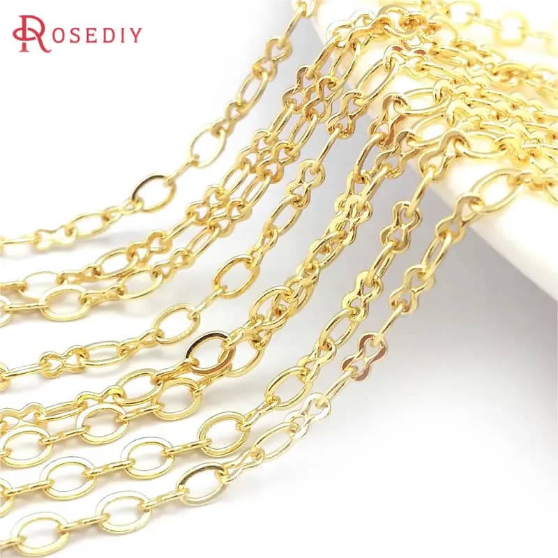 Chaînes de colliers et bracelets en laiton couleur or 18 carats, forme ovale longue, fournitures de fabrication de bijoux, accessoires DIY
