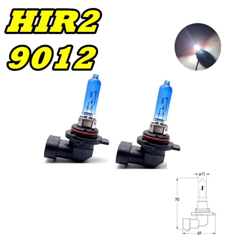 2 pièces 9012 HIR2 12V55W Super blanc halogène lumières 100W phares de voiture Quartz 9012LL PX22d phares ampoules en gros