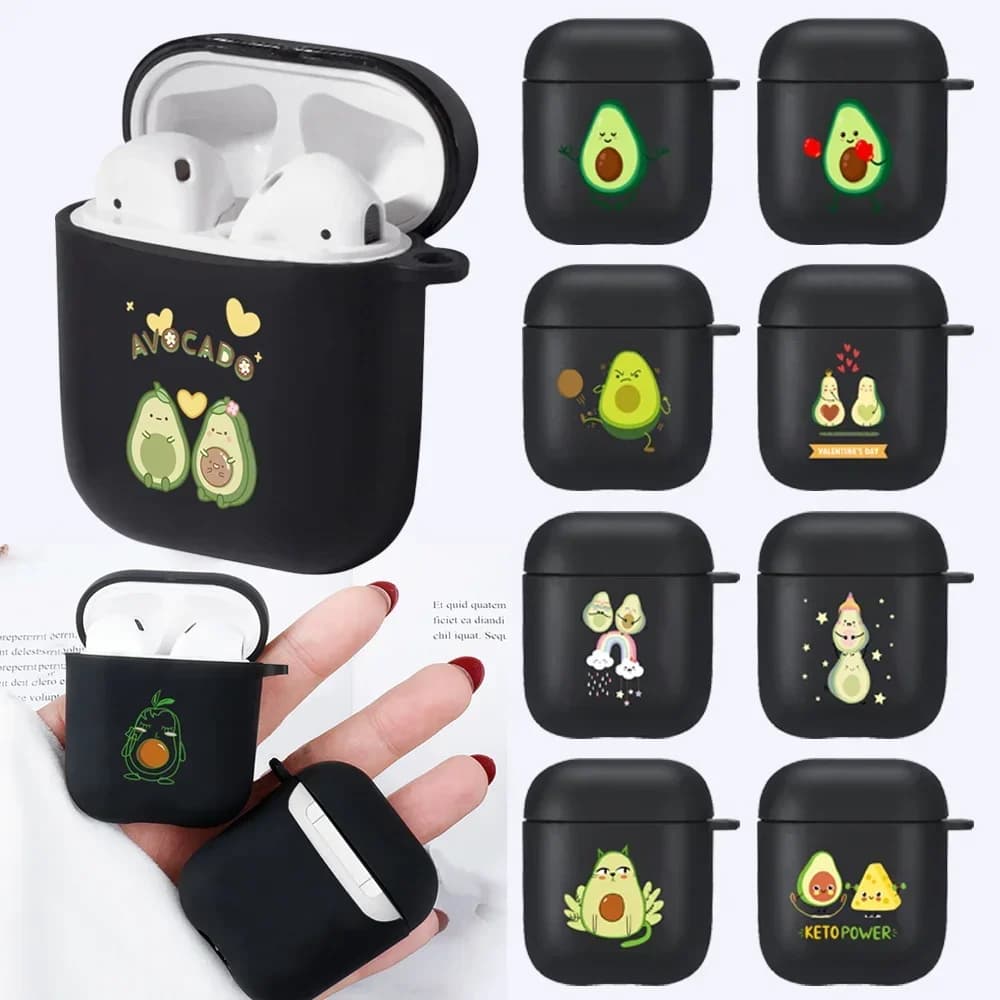 Étui pour écouteurs Bluetooth sans fil, motif imprimé avocat, housse pour Apple Airpods 1/2, 256