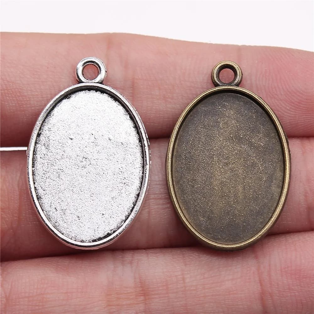 Pendentif en alliage de Zinc, forme ovale Simple, 13x18mm, 18x25mm, 10 pièces
