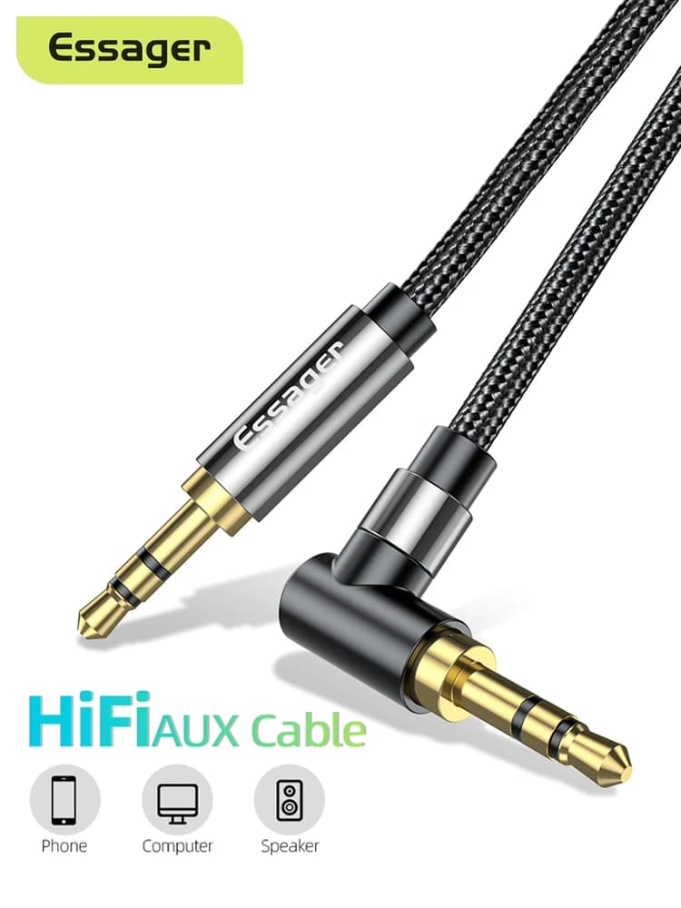 Essager – câble d'extension Aux, Jack 3.5mm mâle à mâle, adaptateur Audio, ligne de fil de haut-parleur 3.5mm pour Samsung Xiaomi, casque d'ordinateur portable