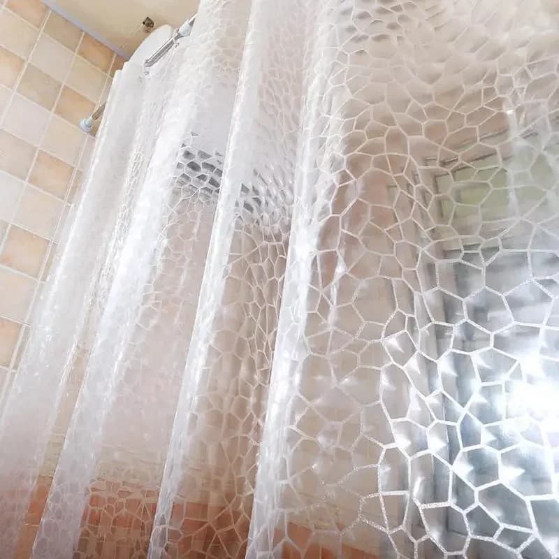 Rideau de salle de bain Transparent 3D imperméable, rideau de douche avec crochets, rideau de bain épais et large