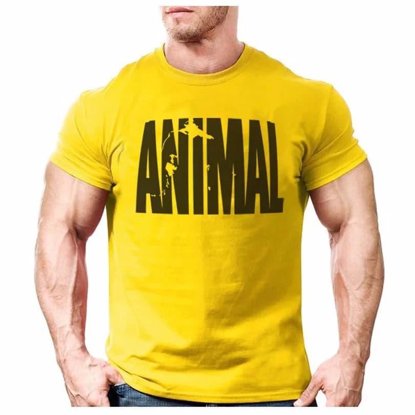 Survêtement imprimé Animal t-shirt drôle chemise musculaire tendances en 2021 Fitness coton marque vêtements pour hommes musculation t-shirt grand XXL