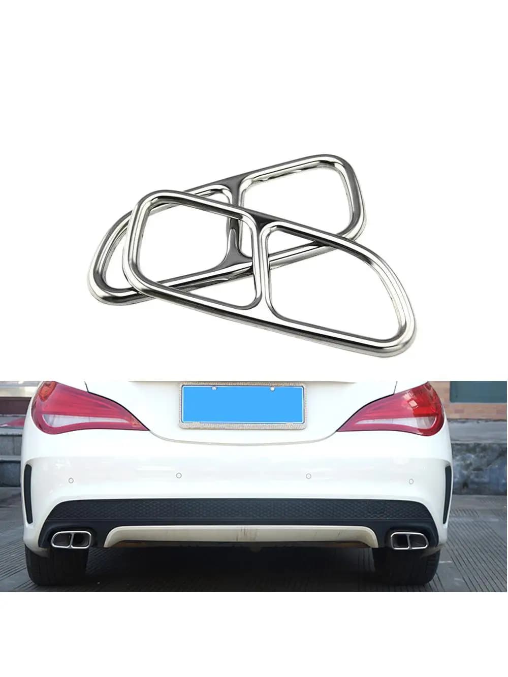 Yubao 2x voiture en acier inoxydable queue gorge tuyau d'échappement silencieux pointe capots garnitures pour Mercedes Benz CLA W117 2013-2016
