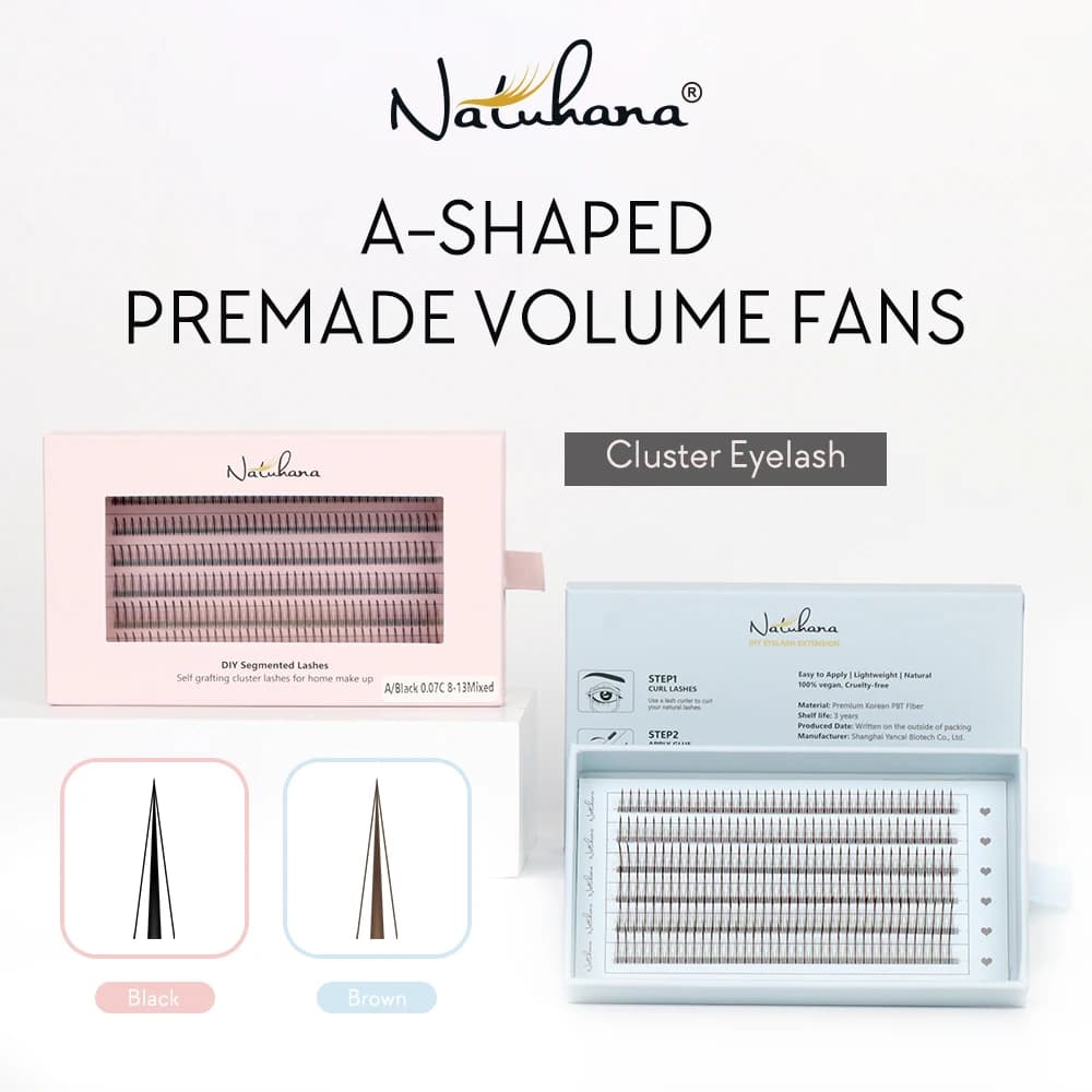 NATUHANA cils en forme de A/M ventilateurs de Volume préfabriqués individuels cils moelleux naturels Extension de faux cils 3D en vison pour le maquillage