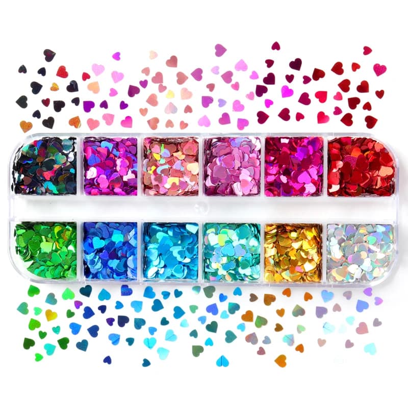 Paillettes holographiques en forme de cœur, résine époxy, remplissage de paillettes, bricolage, moule en Silicone, Pigment de remplissage, fabrication de bijoux, décor Nail Art
