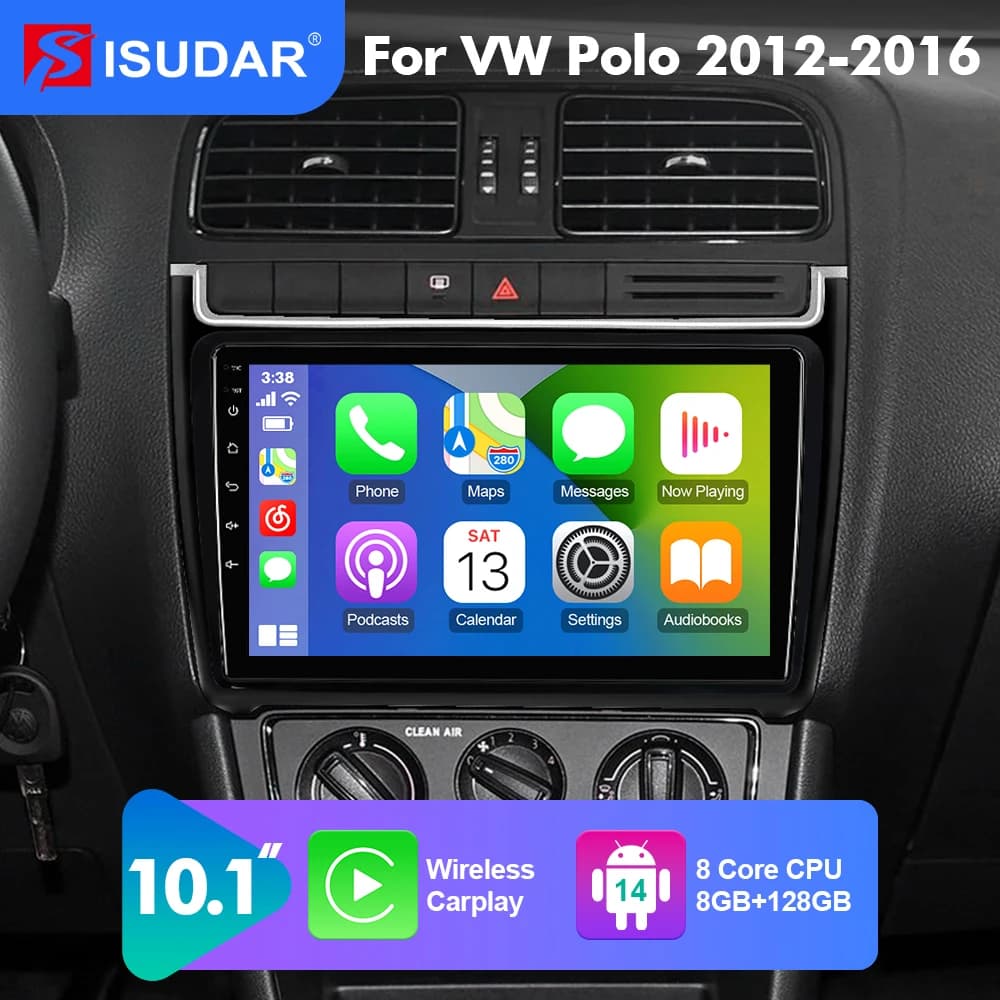 Nouveauté 2026! Autoradio Android 14 QLED pour VW/Volkswagen/POLO MK5 Berline, multimédia 2 DIN, caméra DSP, CarPlay, Android Auto, 8 cœurs
