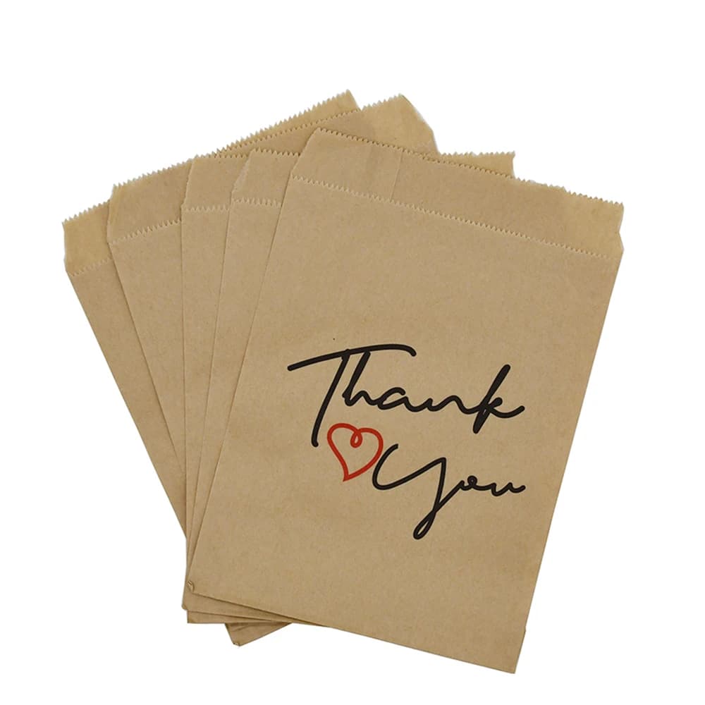 Sac en papier kraft Thank You, sacs à bonbons et strass, emballage de poudres, emballage d'outils de scène, fournitures de fête de mariage, 13x18cm, 5-30 pièces