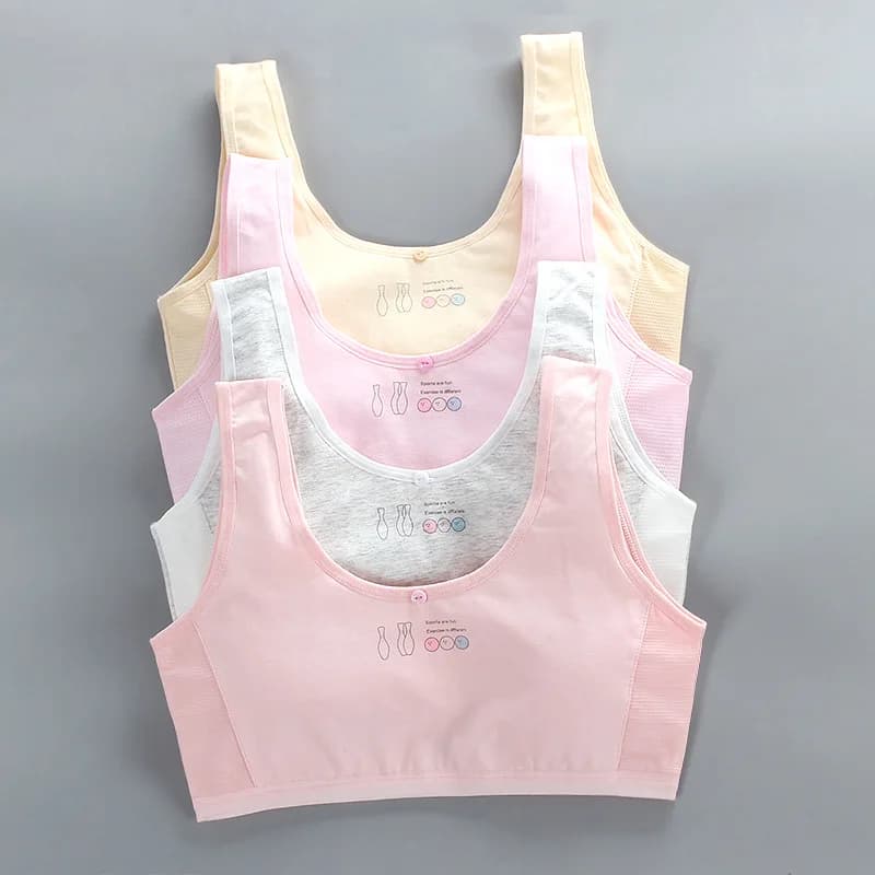 Soutien-gorge en maille de coton pur pour filles, sous-vêtements respirants d'été, étudiants en puberté, collège et lycée, KF931