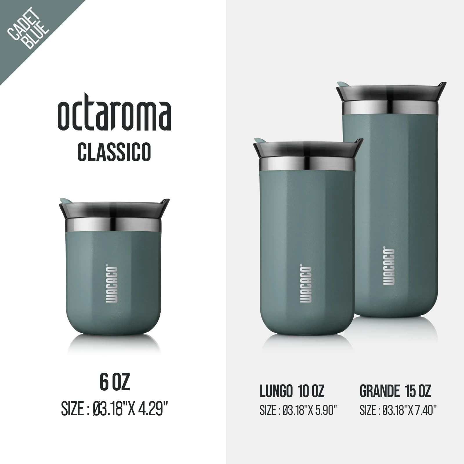 Tasse à café isotherme WACACO Octaroma, gobelet de voyage en acier inoxydable à double paroi, 6/10/15 fl oz, thermos, cadeau de Saint-Valentin