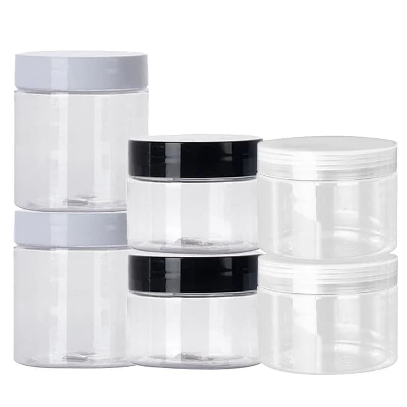 Pot et couvercles en plastique transparent de 100/120/150/200/250ml, 12 pièces, pot de crème cosmétique pour soins de la peau, ensemble de voyage, bouteilles rechargeables, pots de stockage