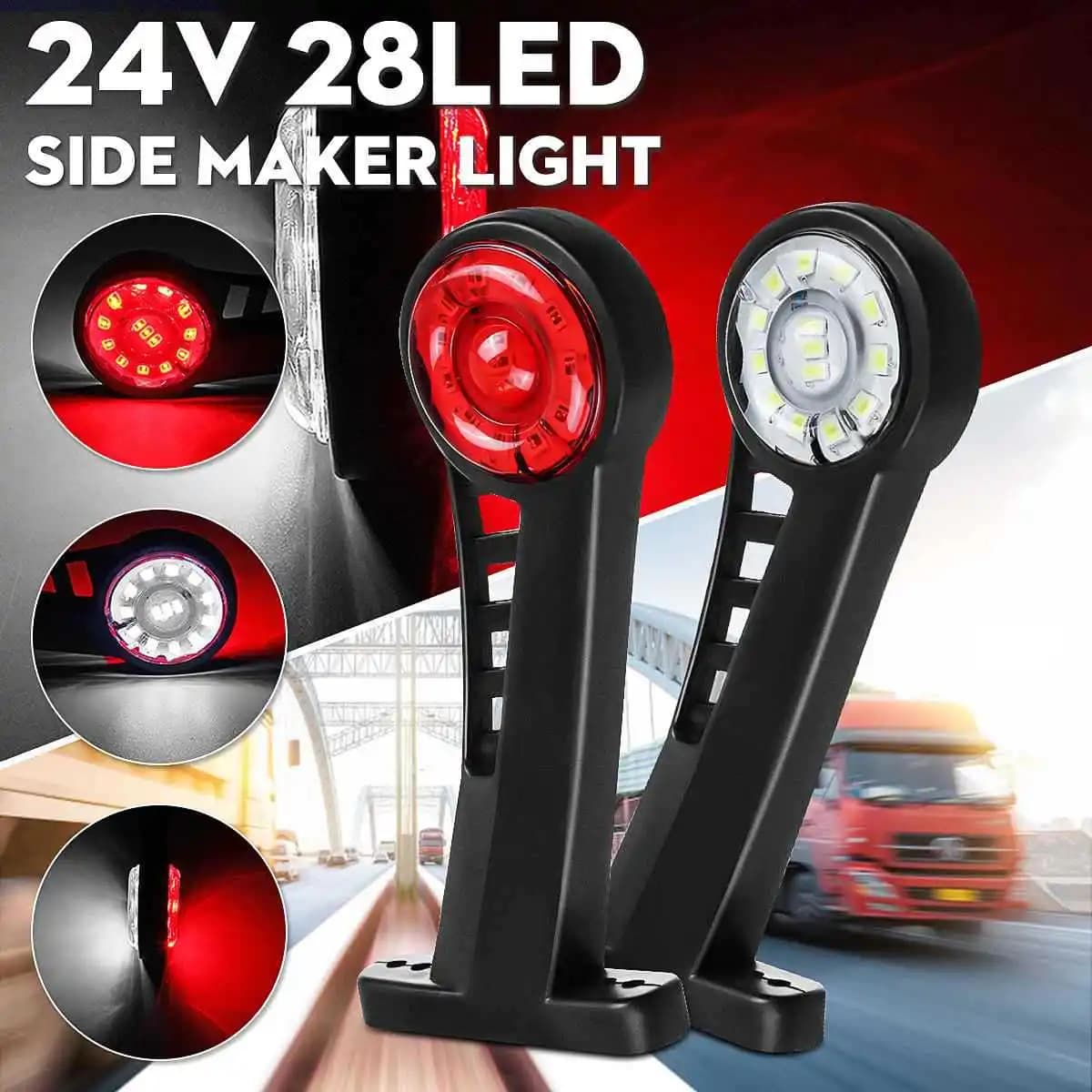 Feux latéraux de remorque de camion à LED, feux arrière, marqueur de contour, éclairage de marqueur latéral de camion, 24 V, Van